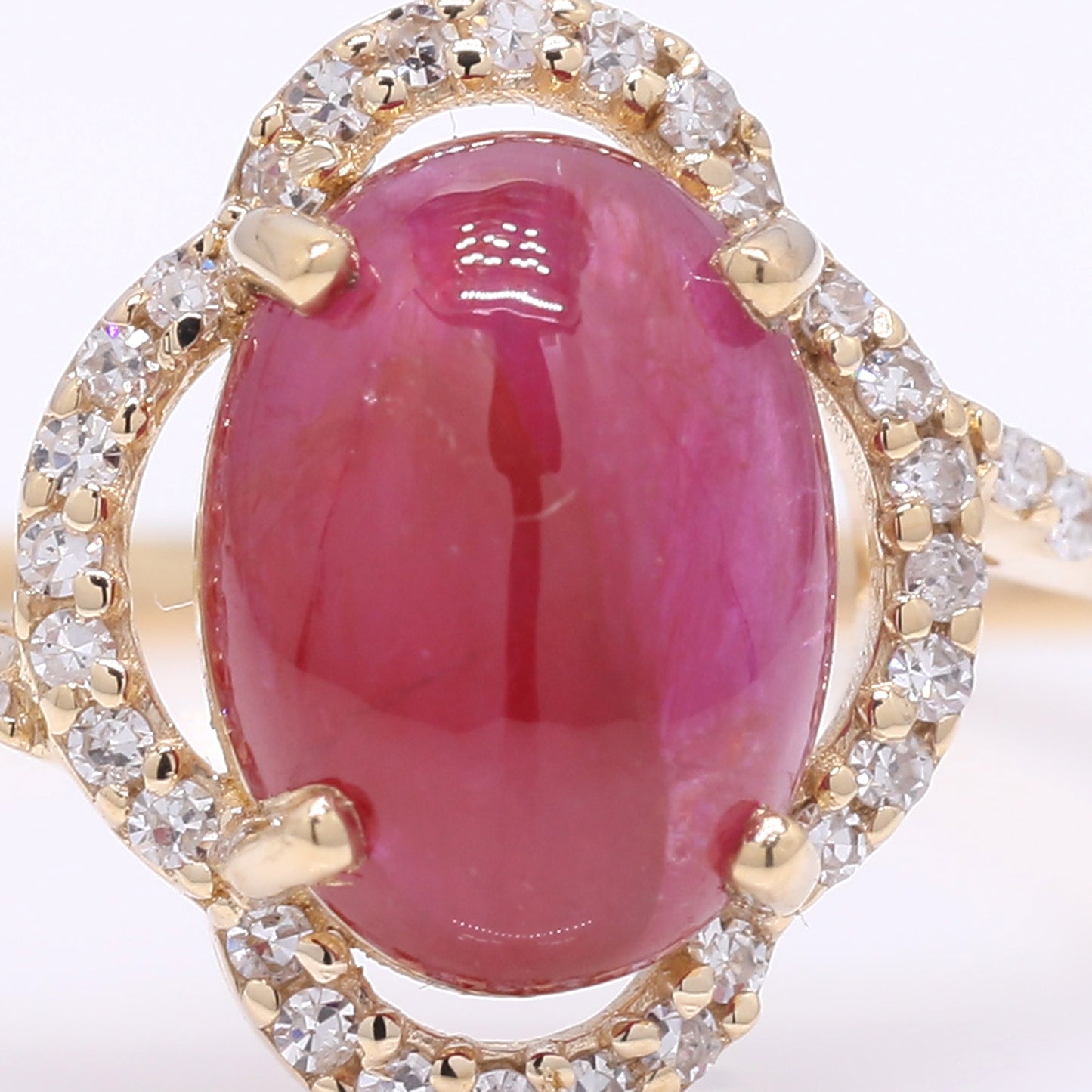 2.56 Ct Oval Cabochon Cut Natural Ruby 14K Gold Ring