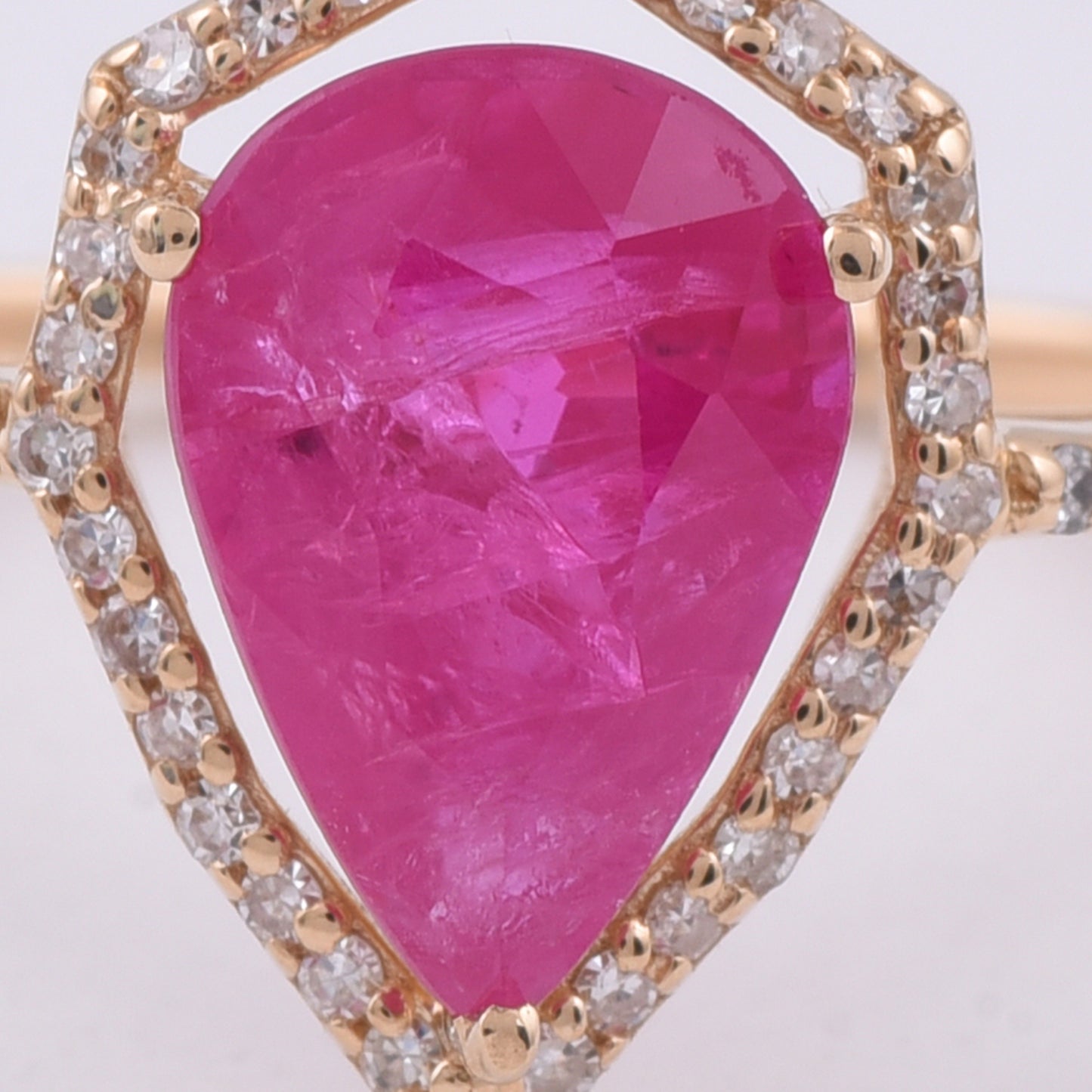 2.50 Ct Pear Natural Ruby 14K Gold Ring