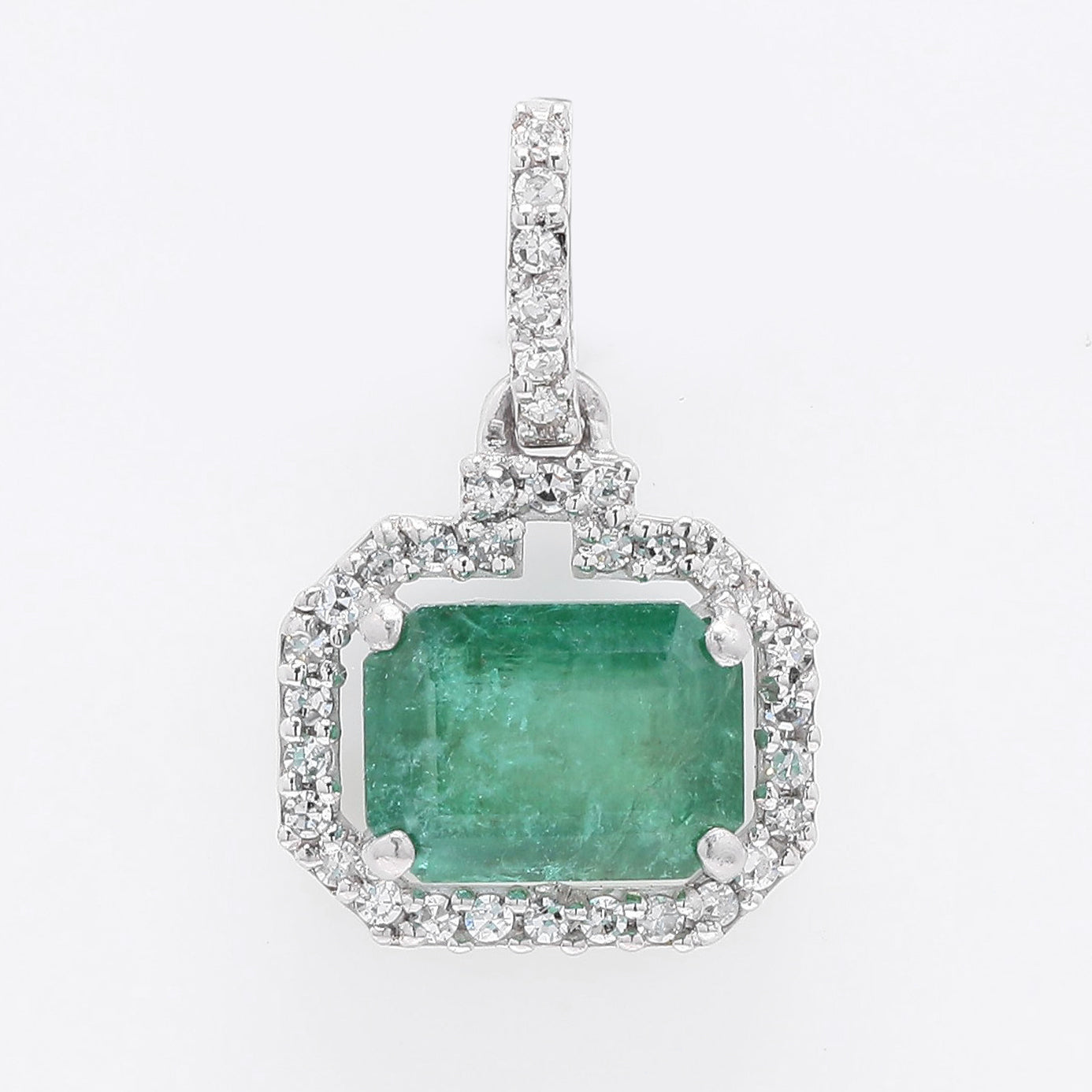1.17 Ct Octagon Step Cut Natural Emerald 950 Platinum Pendant