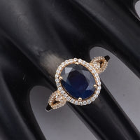 4.10 Ct Oval Blue Sapphire 9K Gold Ring