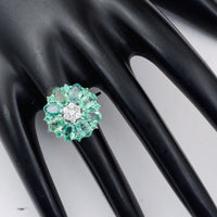 3.56 Ct Oval Mixed Cut, Round Mixed Cut Natural Emerald 950 Platinum Ring