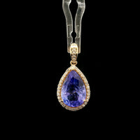 3.47 Ct Pear Mixed Cut Natural Tanzanite 14K Gold Pendant