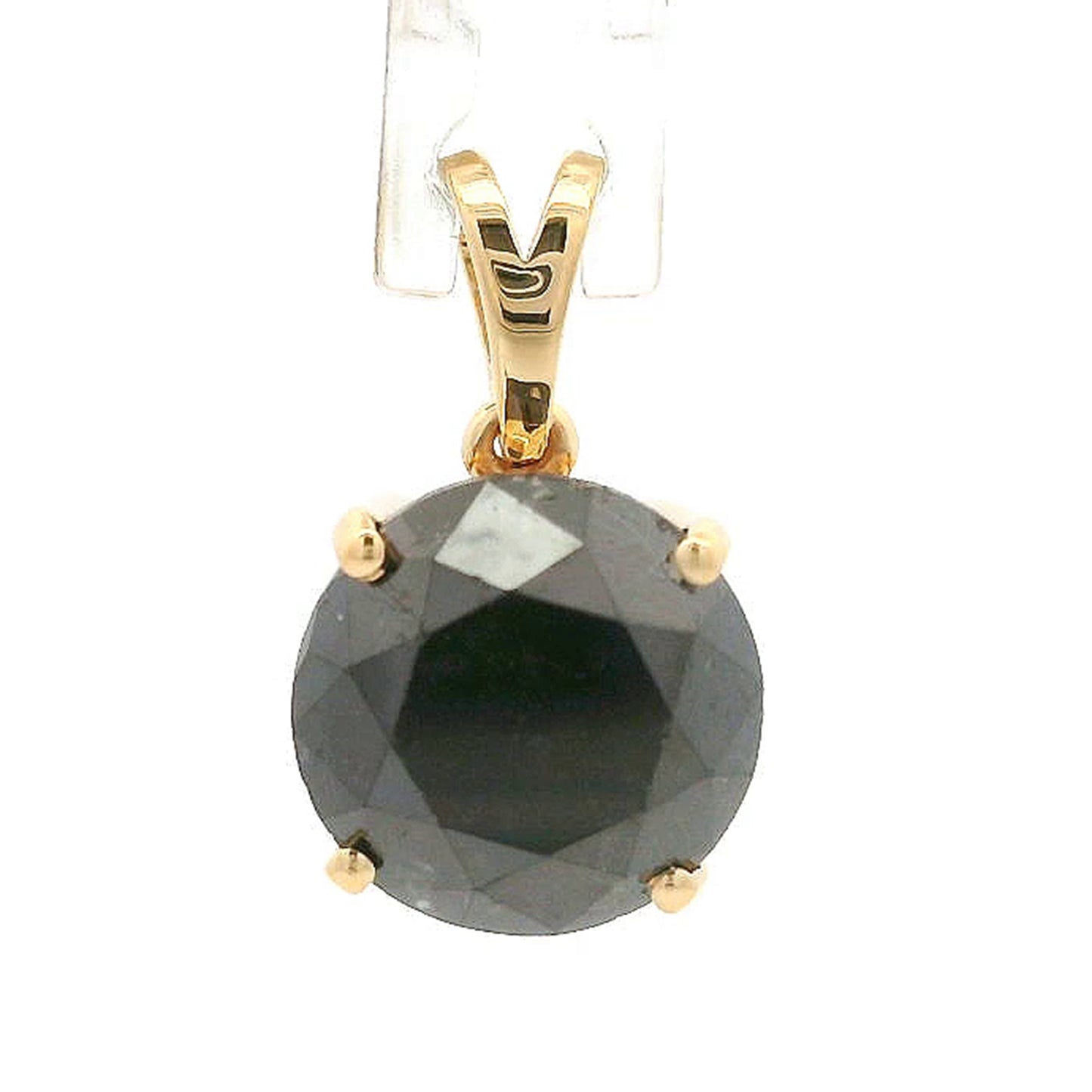 3.69 Ct Round Black Diamond 14K Gold Pendant