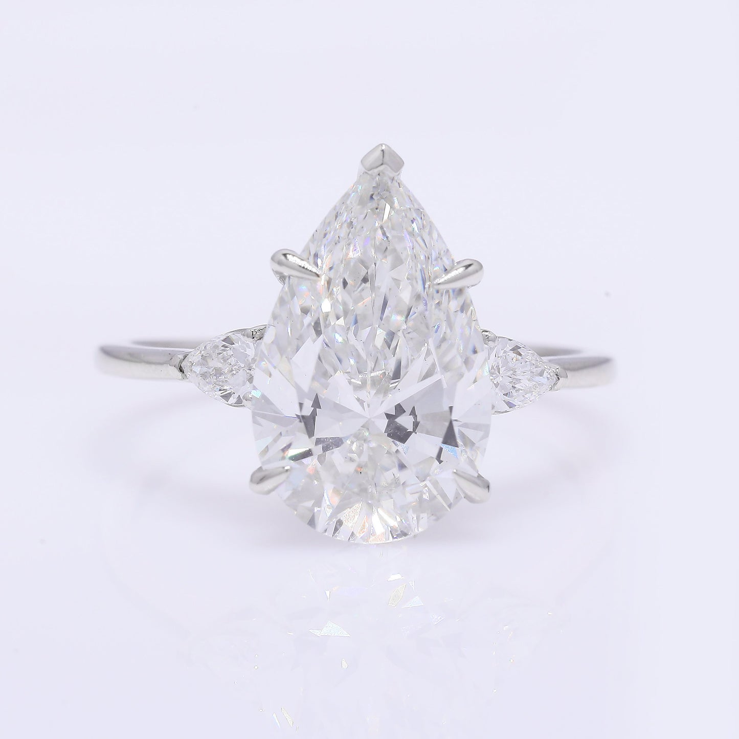 4.04 Ct Pear Brilliant Lab Grown Diamond 950 Platinum Ring