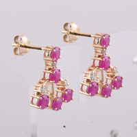 2.73 Ct Round Natural Ruby 14K Gold Earrings