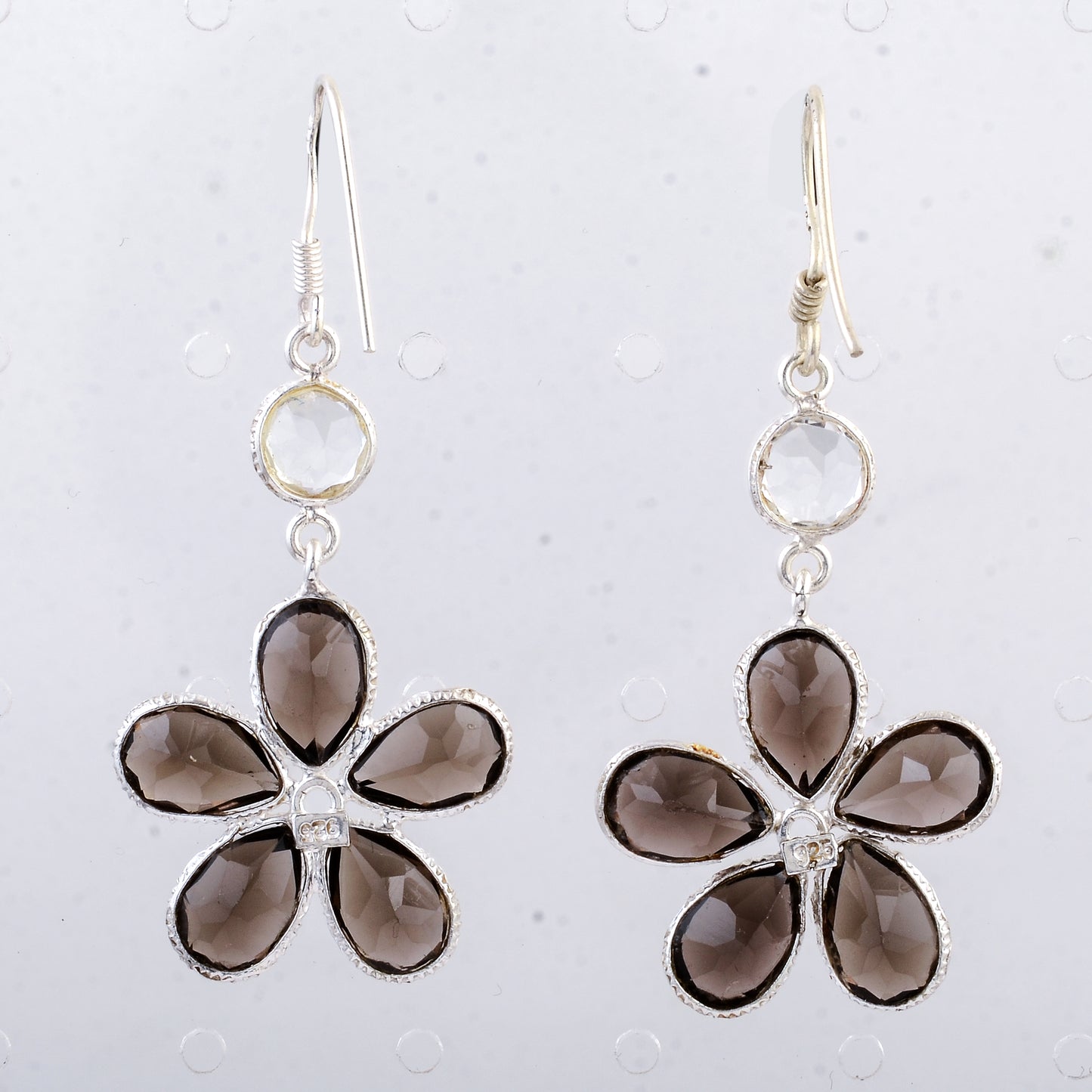 12.05 Ct Smoky Quartz 925 Sterling Silver Earrings