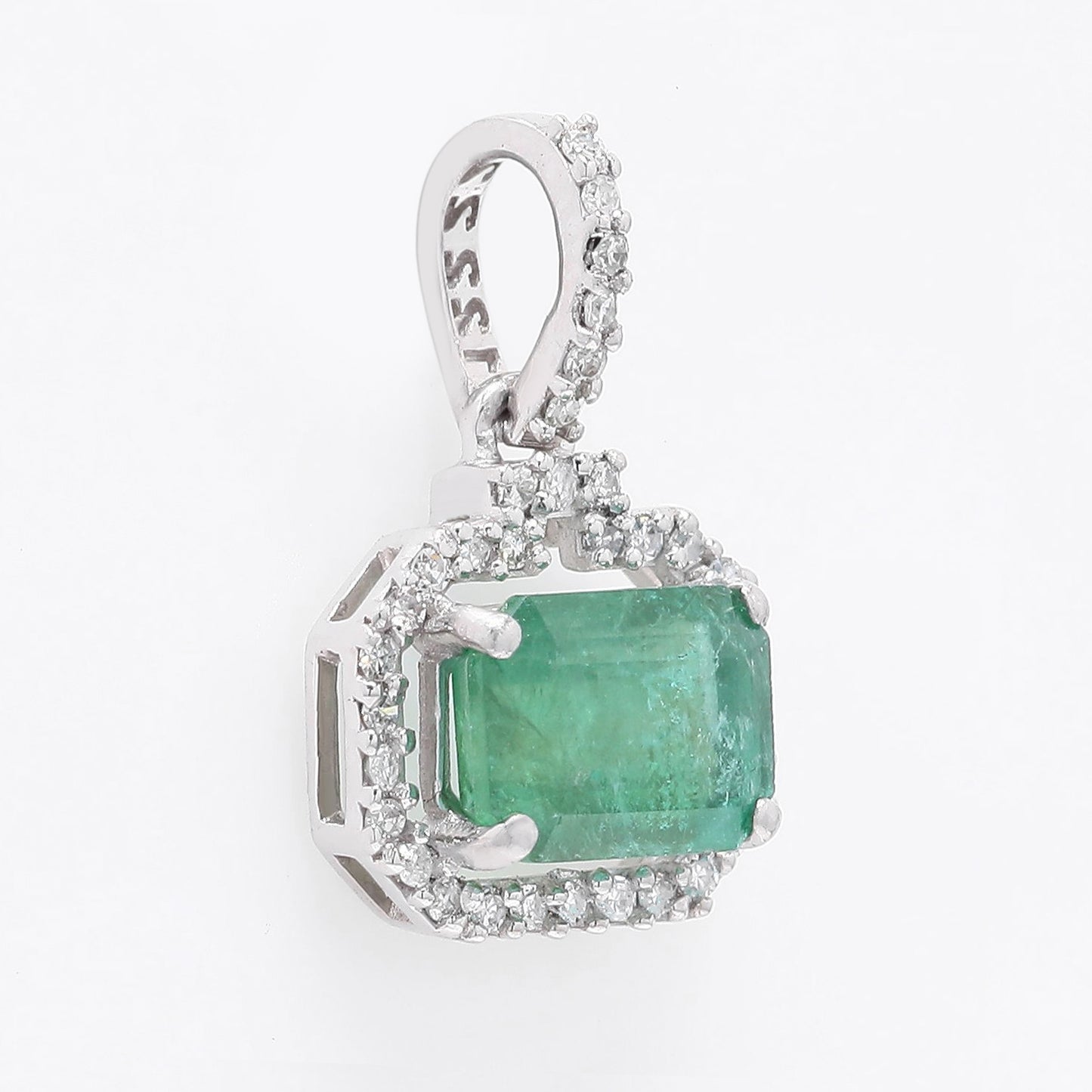 1.17 Ct Octagon Step Cut Natural Emerald 950 Platinum Pendant