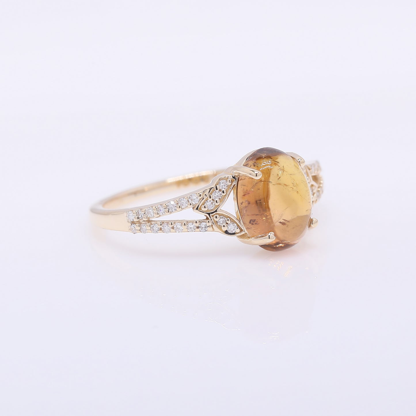 1.86 Ct Oval Cabochon Cut Natural Tourmaline 14K Gold Ring