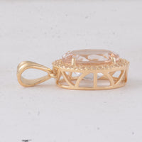 3.31 Ct Oval Morganite 9K Gold Pendant