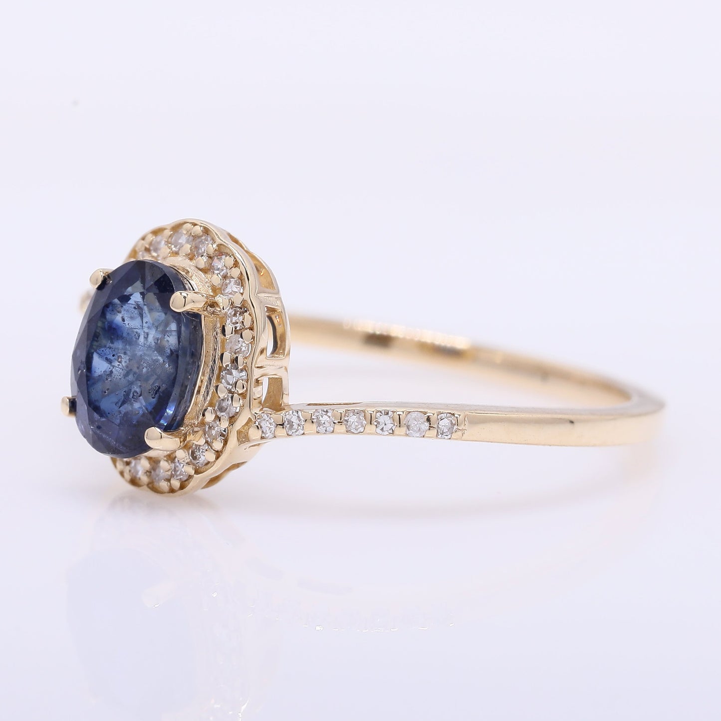 1.38 Ct Oval Mixed Cut Natural Sapphire 14K Gold Ring