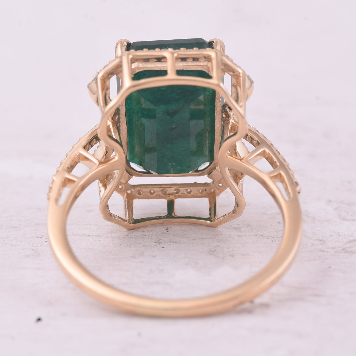 7.00 Ct Octagon Step Cut Natural Emerald 14K Gold Ring