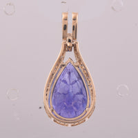 5.19 Ct Pear Mixed Cut Natural Tanzanite 14K Gold Pendant