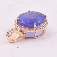5.26 Ct Oval Mixed Cut Natural Tanzanite 14K Gold Pendant