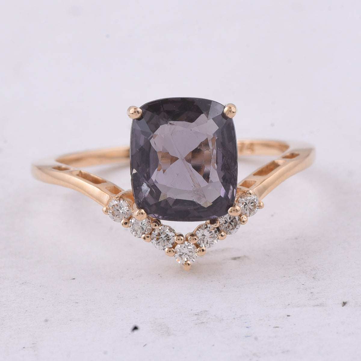 2.77 Ct Cushion Natural Spinel 14K Gold Ring