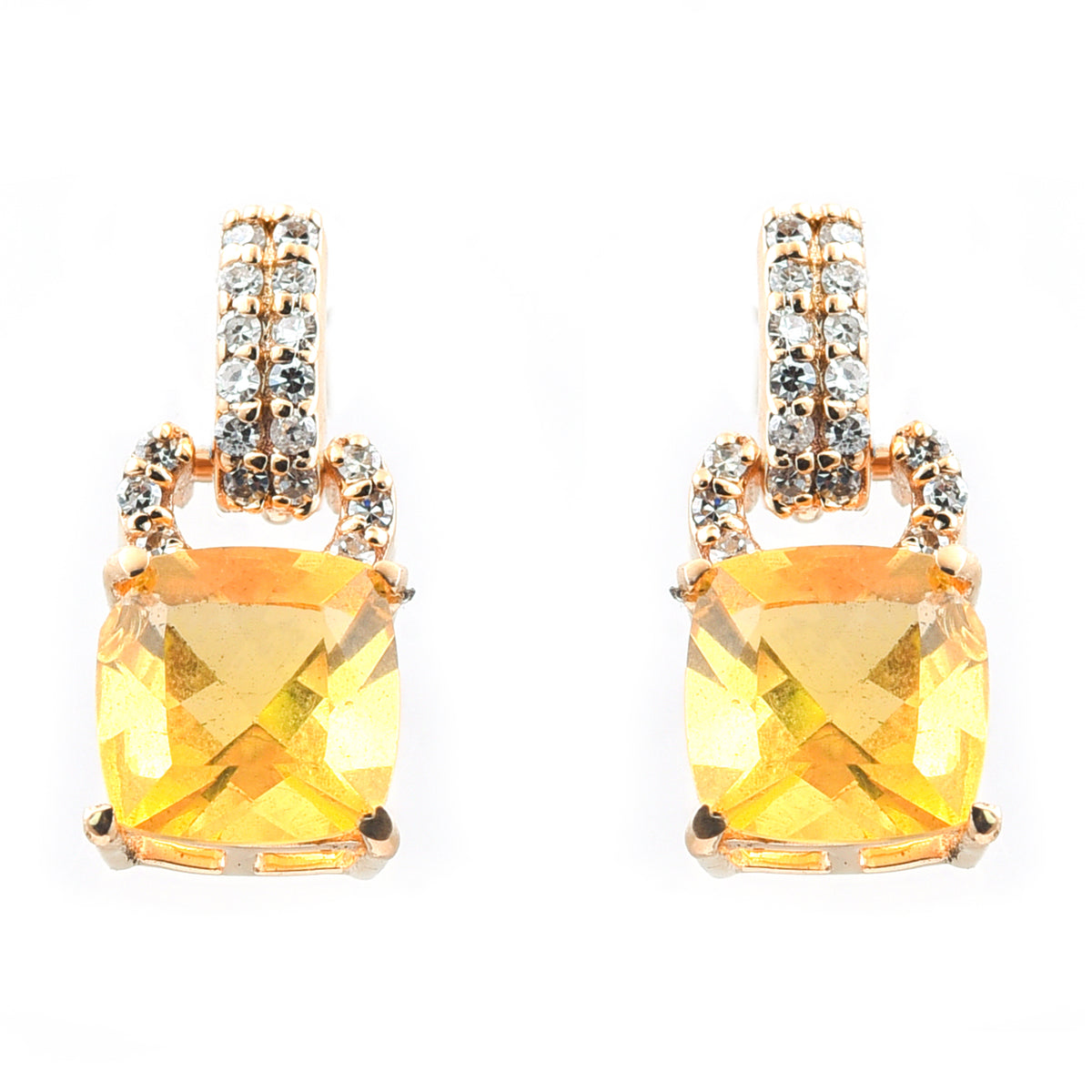 1.34 Ct Cushion Mixed Cut Natural Fire Opal 14K Gold Earrings