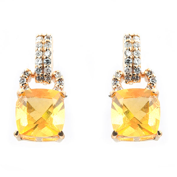 1.34 Ct Cushion Mixed Cut Natural Fire Opal 14K Gold Earrings