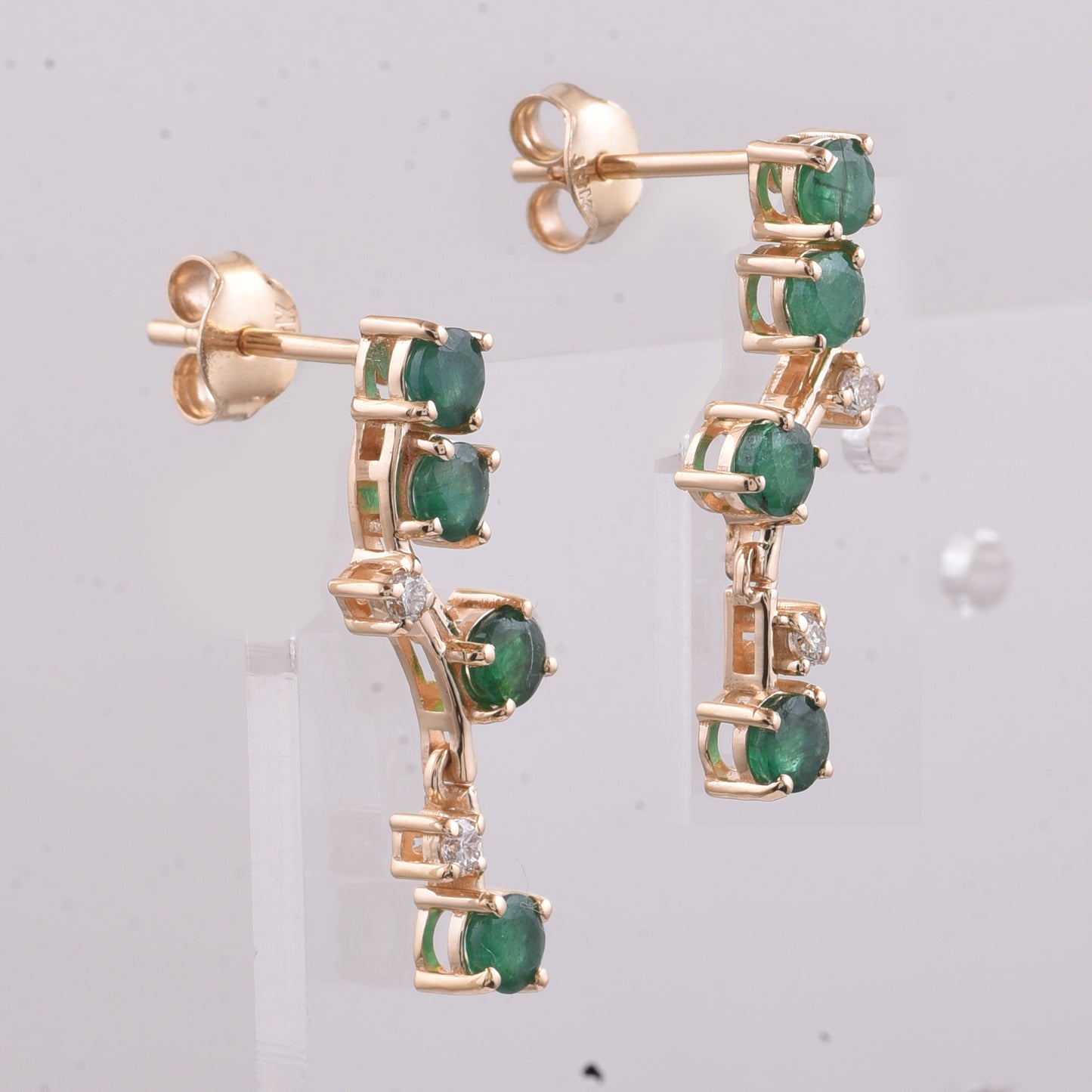 1.23 Ct Round Natural Emerald 14K Gold Earrings