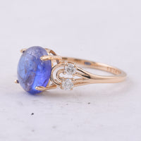 2.58 Ct Oval Cabochon Cut Natural Tanzanite 14K Gold Ring