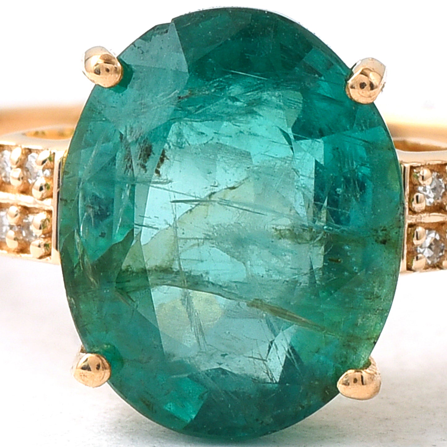 2.08 Ct Oval Mixed Cut Natural Emerald 14K Gold Ring