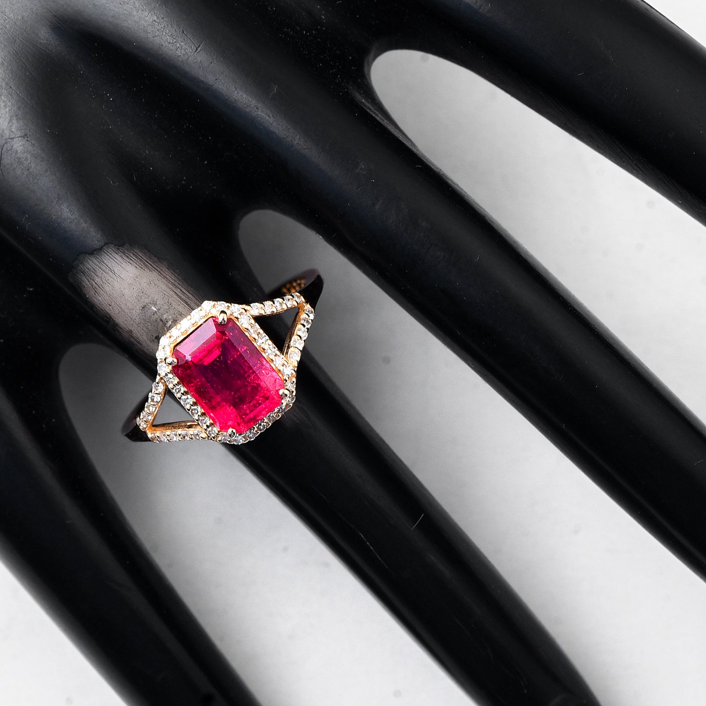 1.90 Ct Octagon Step Cut Natural Pink Tourmaline 14K Gold Ring