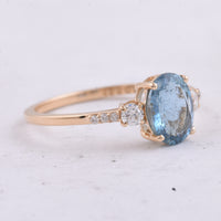 1.24 Ct Oval Natural Aquamarine 14K Gold Ring