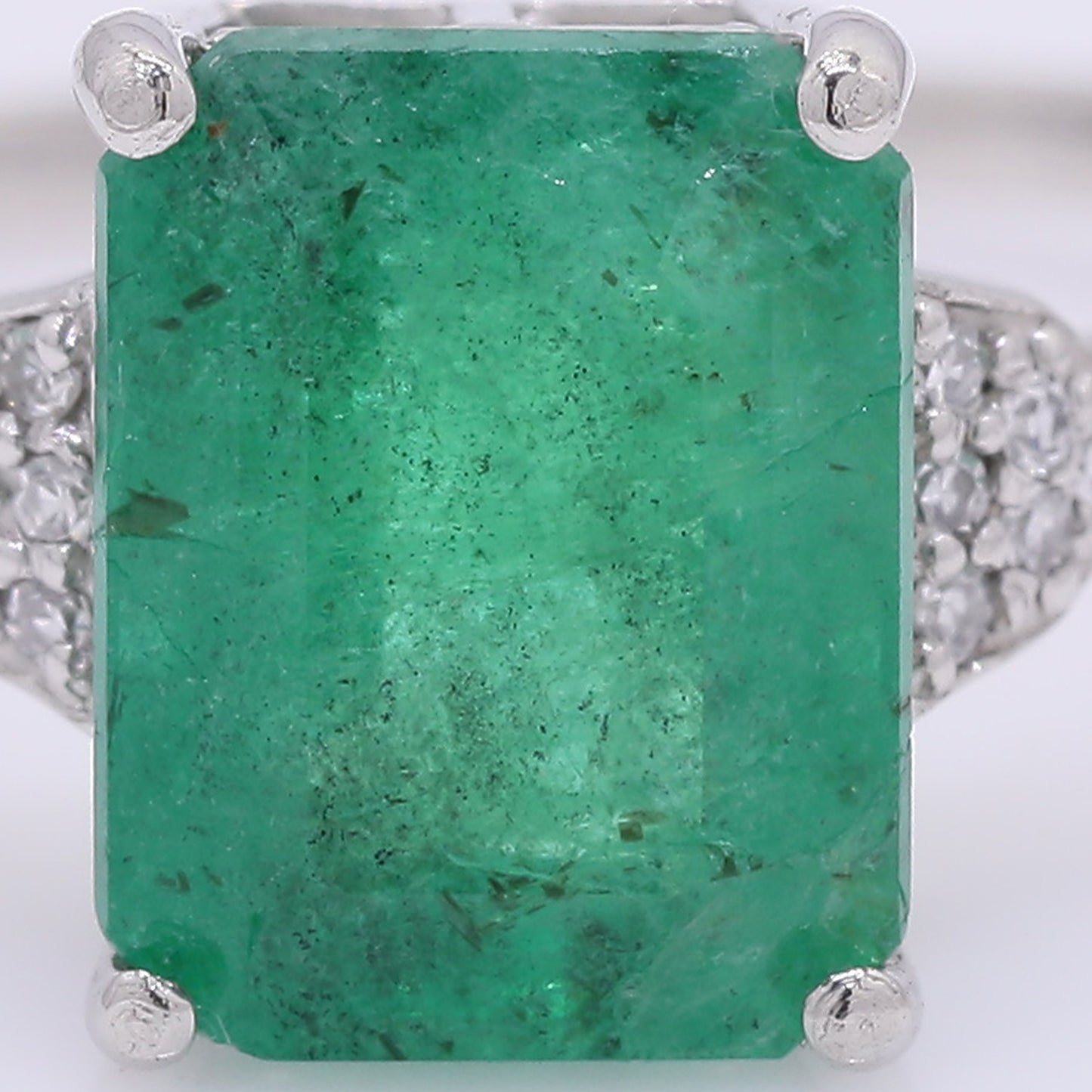 2.84 Ct Octagon Step Cut Natural Emerald 950 Platinum Ring