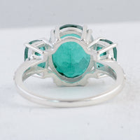 8.01 Ct Oval Green Topaz 925 Sterling Silver Ring