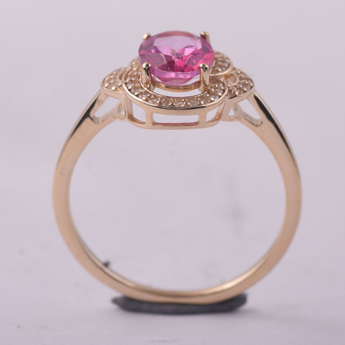 1.48 Ct Oval Pink Topaz 9K Gold Ring