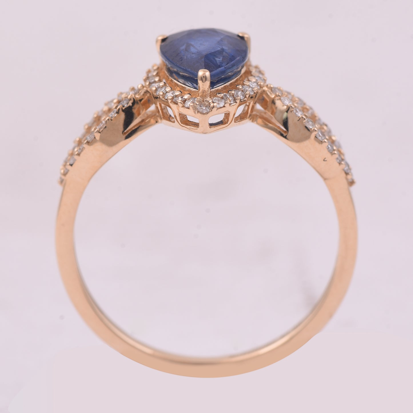 1.59 Ct Pear Mixed Cut Natural Sapphire 14K Gold Ring
