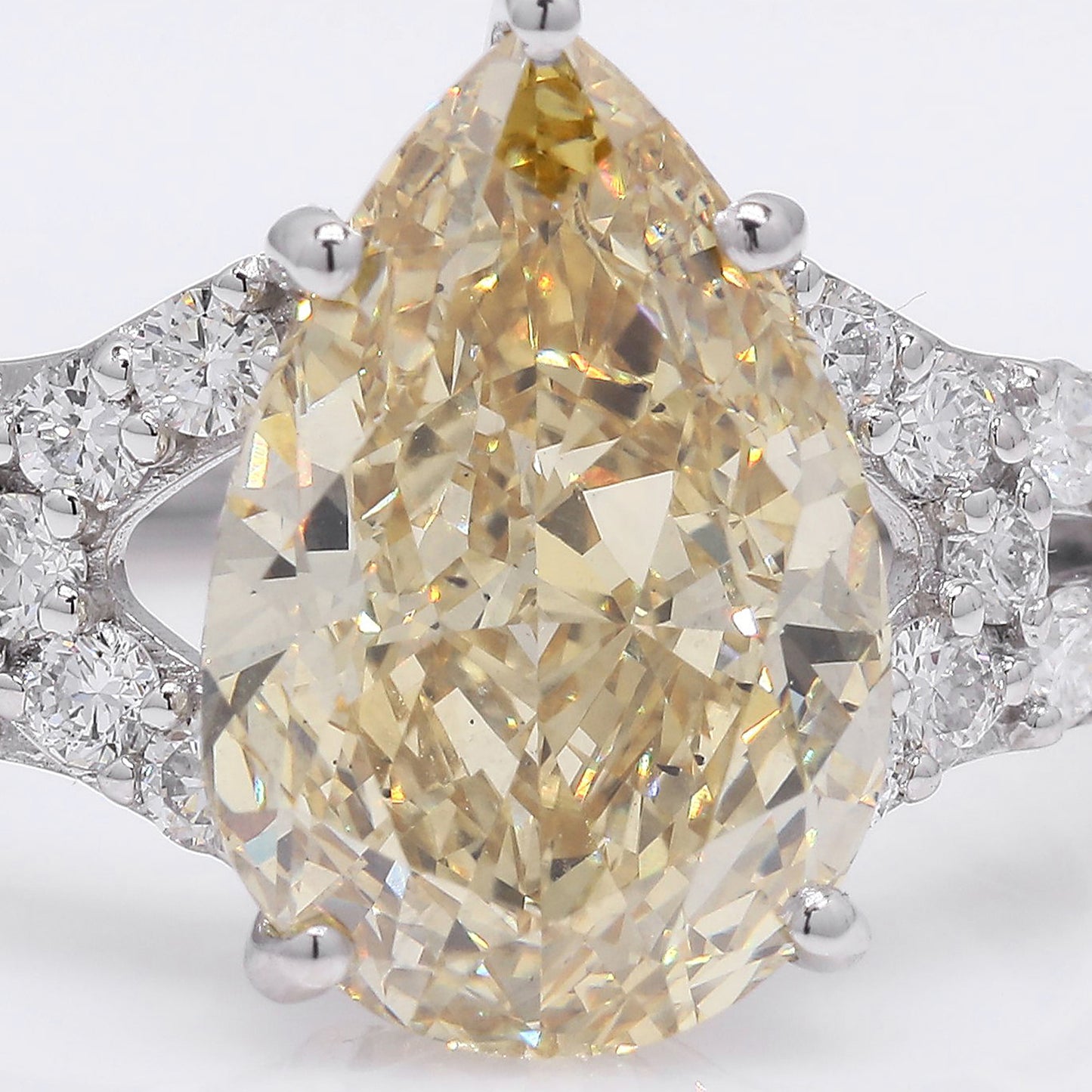4.70 Ct Pear Modified Brilliant Lab Grown Diamond 950 Platinum Ring