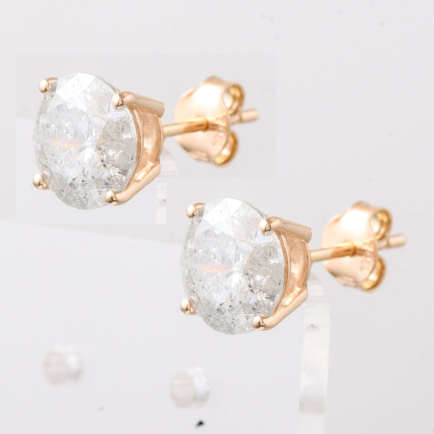 4.26 Ct Round Diamond 14K Gold Earrings