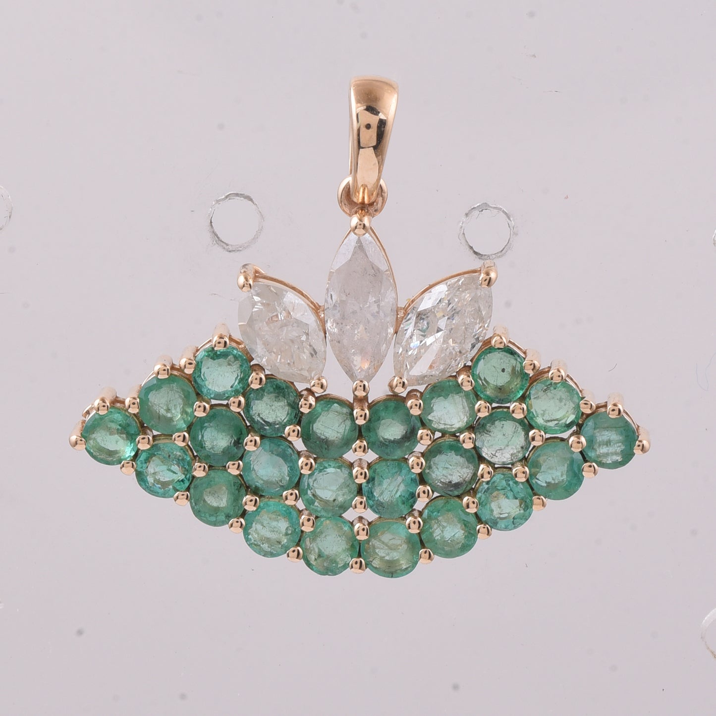 2.87 Ct Round Natural Emerald 14K Gold Pendant