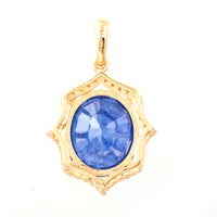 3.86 Ct Oval Mixed Cut Natural Sapphire 14K Gold Pendant