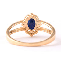 1.20 Ct Oval Mixed Cut Natural Sapphire 14K Gold Ring
