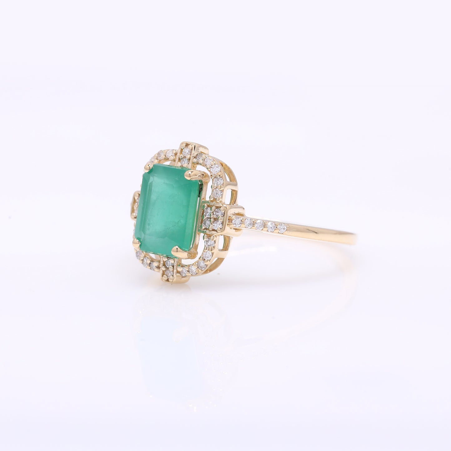 1.73 Ct Octagon Step Cut Natural Emerald 14K Gold Ring