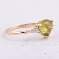 1.33 Ct Pear Cabochon Natural Tourmaline 14K Gold Ring