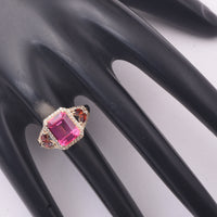 3.80 Ct Octagon Pink Topaz 9K Gold Ring