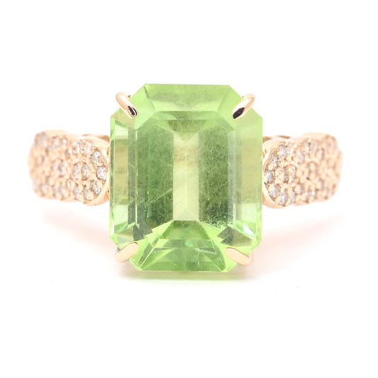 5.87 Ct Octagon Step Cut Natural Peridot 14K Gold Ring