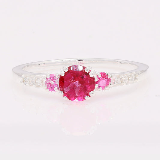 1.50 Ct Round Pink Topaz 925 Silver Ring