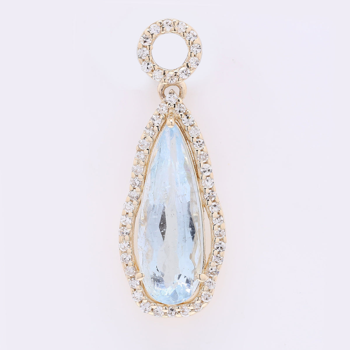 1.69 Ct Pear Mixed Cut Natural Aquamarine 14K Gold Pendant