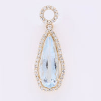 1.69 Ct Pear Mixed Cut Natural Aquamarine 14K Gold Pendant
