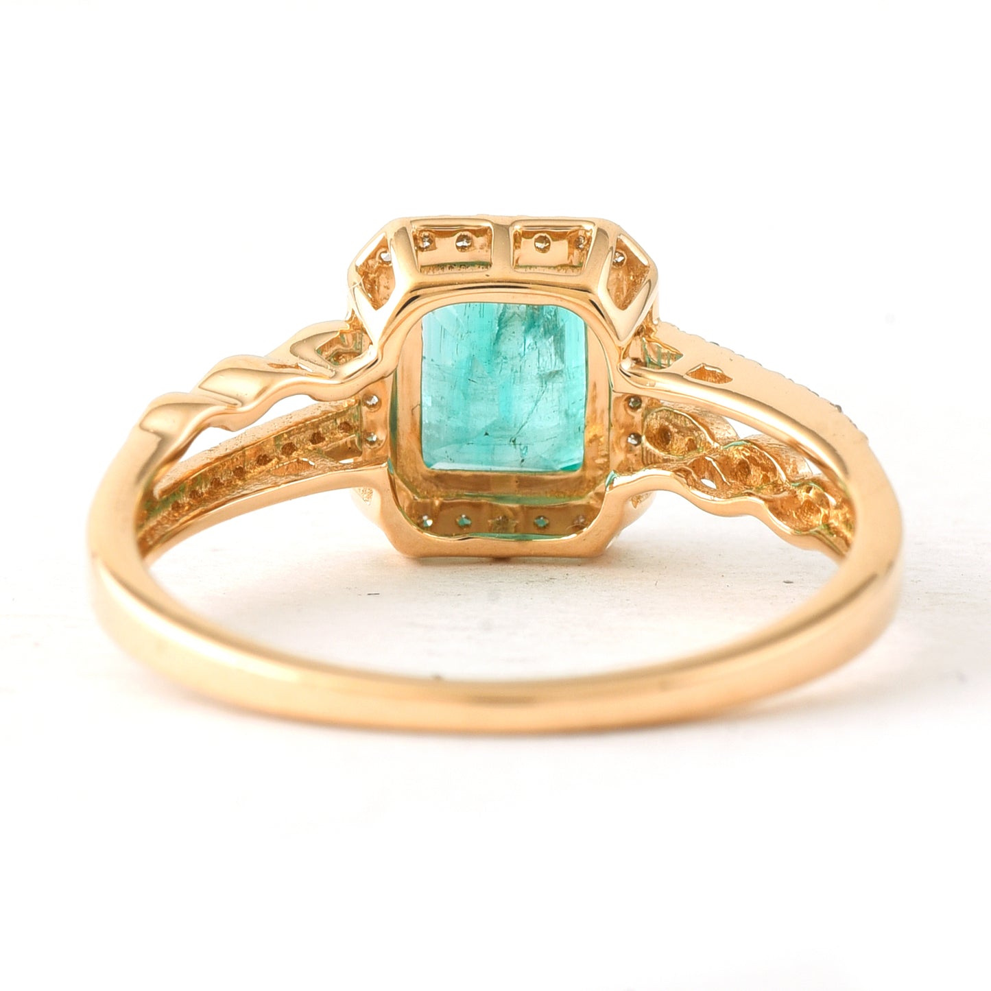 1.18 Ct Octagon Step Cut Natural Emerald 14K Gold Ring