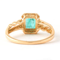 1.18 Ct Octagon Step Cut Natural Emerald 14K Gold Ring