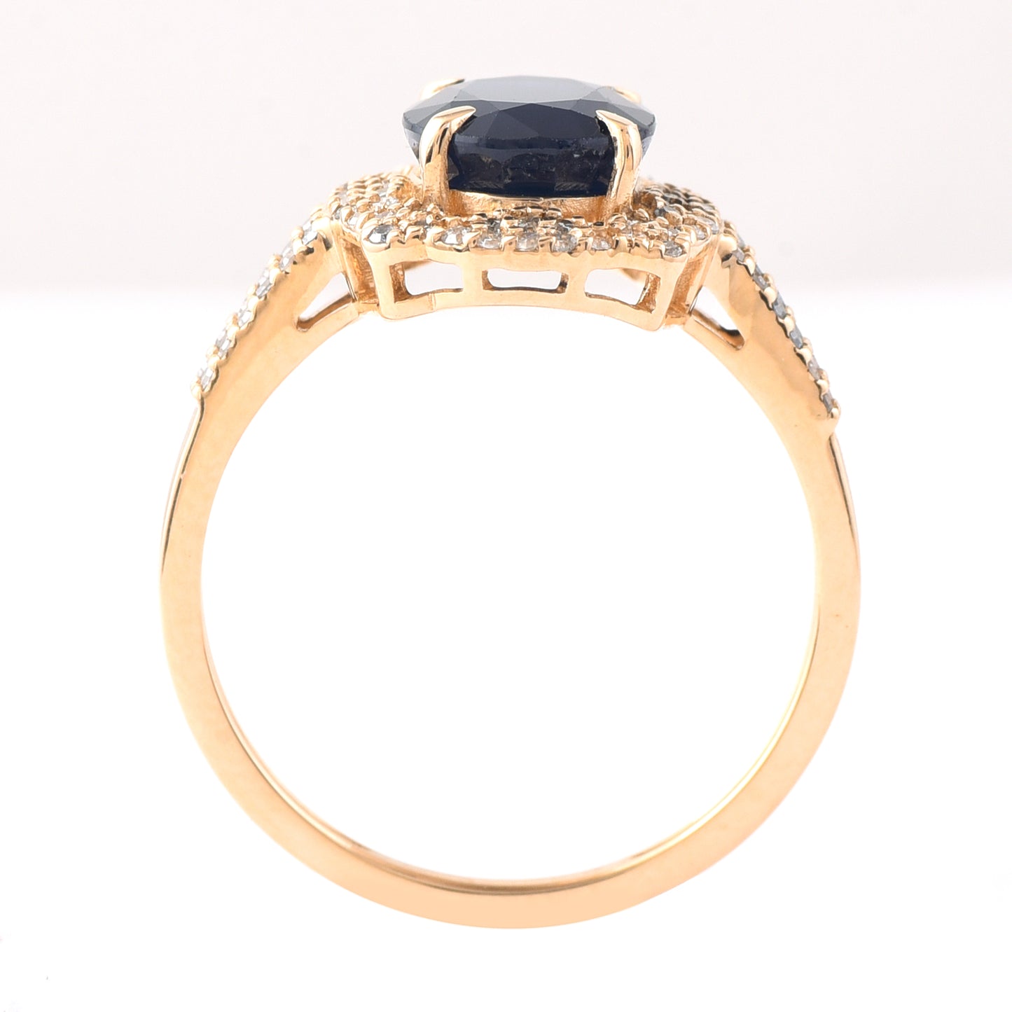 2.83 Ct Oval Mixed Cut Natural Sapphire 14K Gold Ring