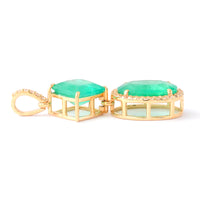 3.35 Ct Oval Mixed Cut, Cushion Mixed Cut Natural Emerald 14K Gold Pendant