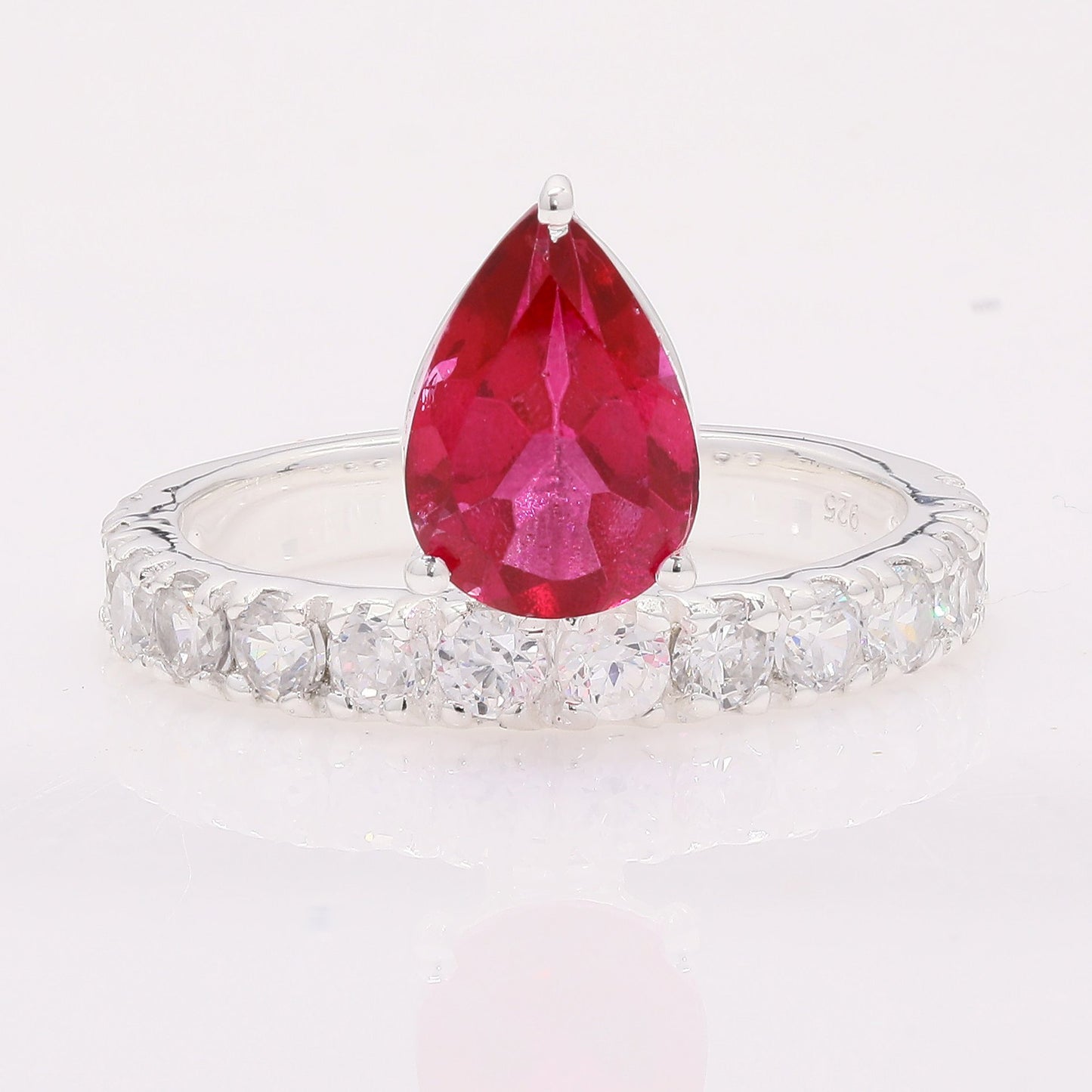 4.65 Ct Pear Pink Topaz 925 Silver Ring
