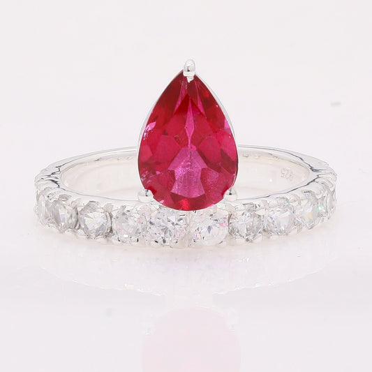 4.65 Ct Pear Pink Topaz 925 Silver Ring