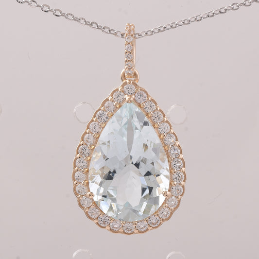 5.47 Ct Pear Aquamarine 9K Gold Pendant