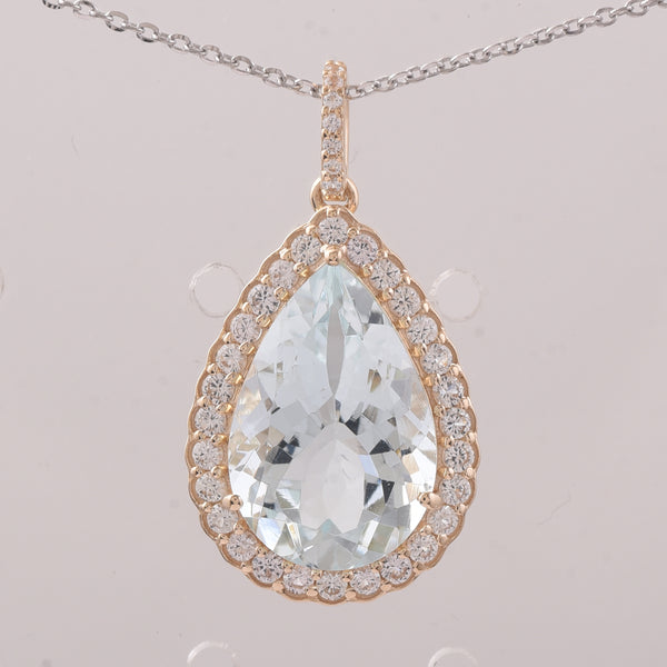 5.47 Ct Pear Aquamarine 9K Gold Pendant