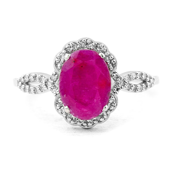 1.36 Ct Oval Mixed Cut Natural Ruby 950 Platinum Ring